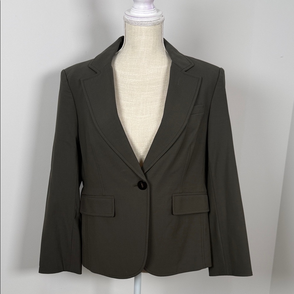 (Like New) Veronica Beard Olive Single-Button Tailored Blazer